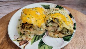 Salmon Alfredo Lasagna Roll